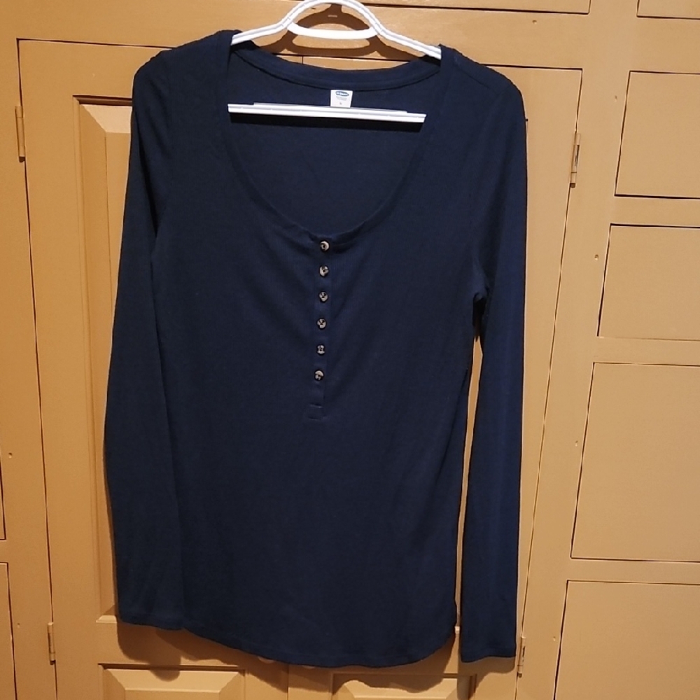 Old Navy Deep Blue Buttoned Blouse